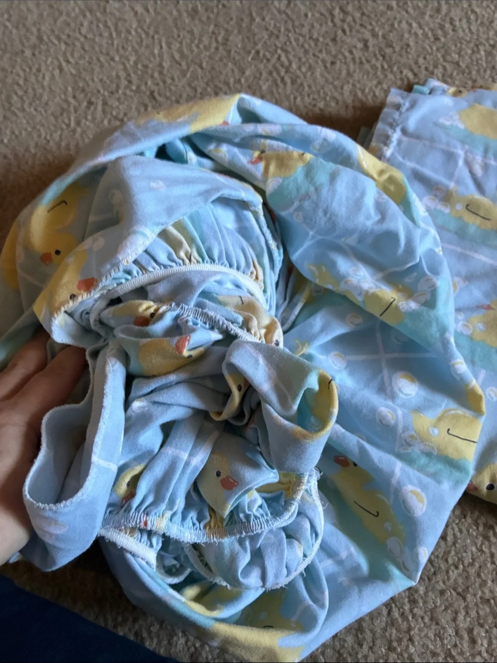 Rubber Ducky Print Twin Sheets Bubbles and bathtub Nick & Nora